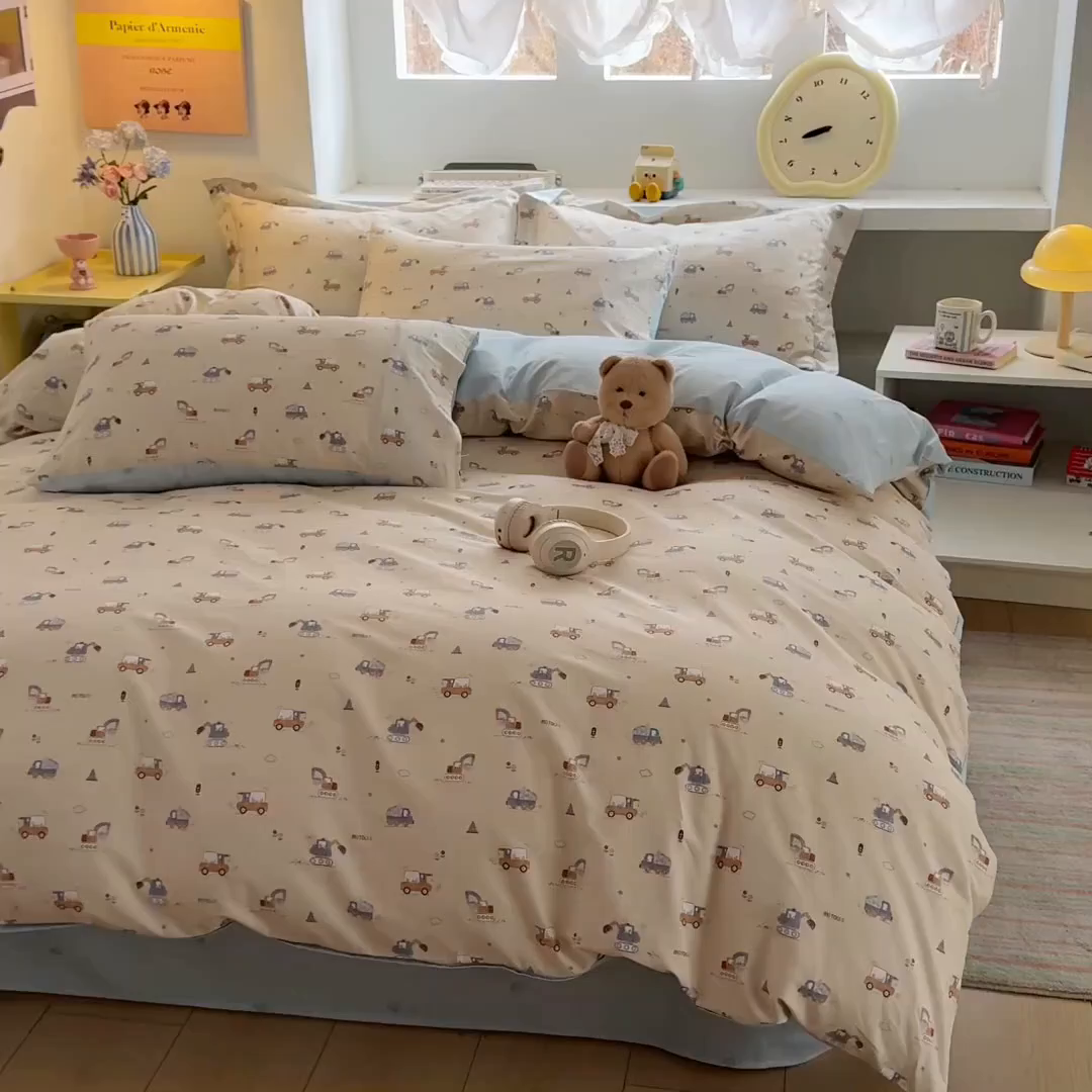 91家纺网 家纺一手货源 找家纺 景眠 2026新款全棉13372小清新简单款四件套 玩具总动员