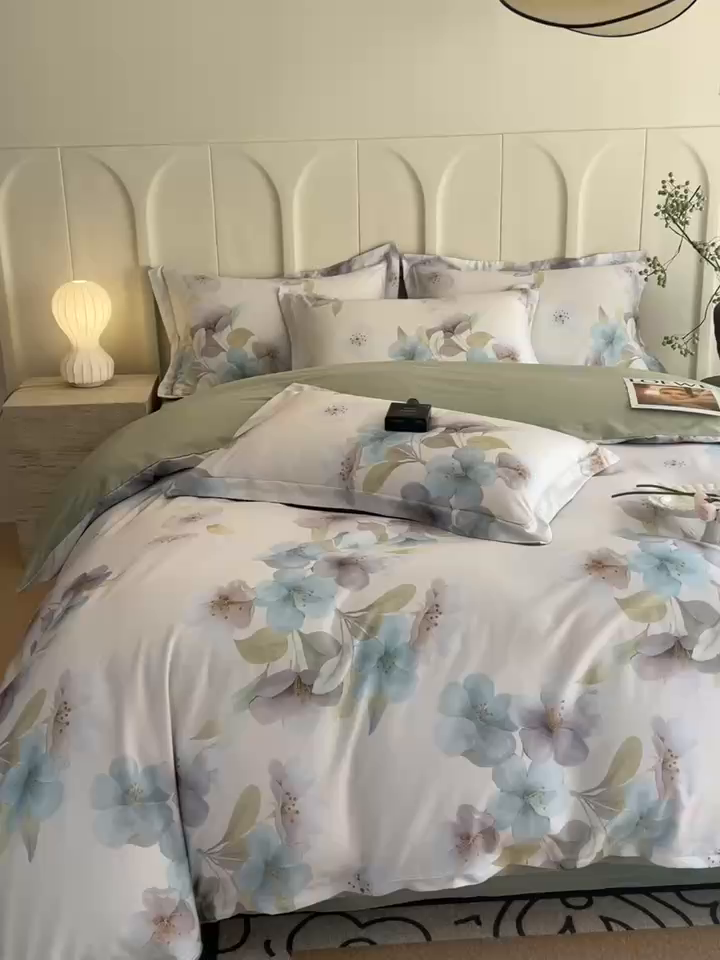 91家纺网 家纺一手货源 找家纺 梧桐树 2026新款全棉纯棉长绒棉数码印花系列四件套 S36岚山梦