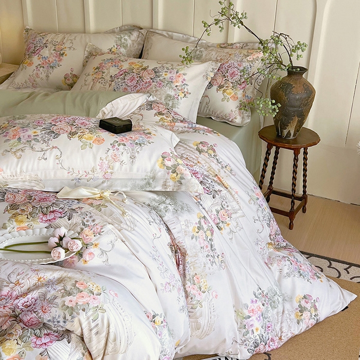 91家纺网 家纺一手货源 找家纺 梧桐树 2026新款全棉纯棉长绒棉数码印花系列四件套 S37暮光-绿