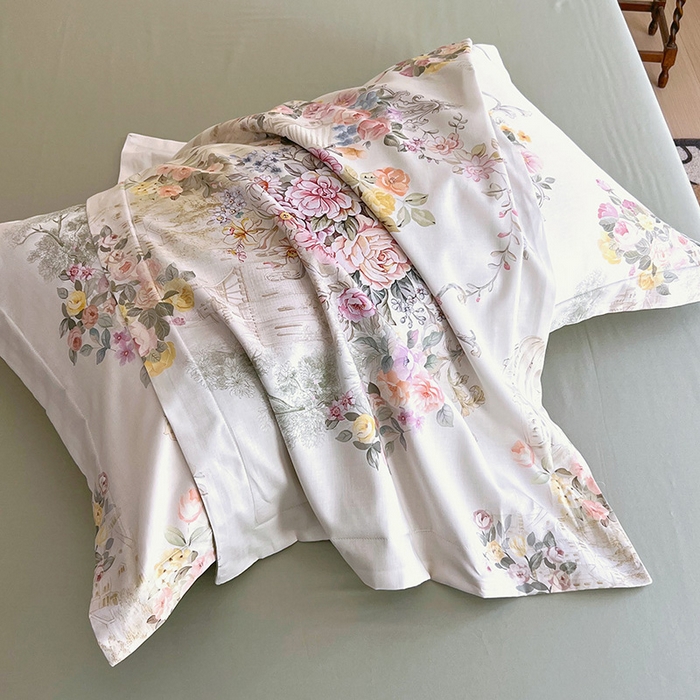 91家纺网 家纺一手货源 找家纺 梧桐树 2026新款全棉纯棉长绒棉数码印花系列四件套 S37暮光-绿