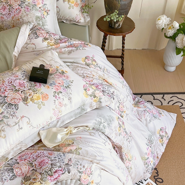 91家纺网 家纺一手货源 找家纺 梧桐树 2026新款全棉纯棉长绒棉数码印花系列四件套 S37暮光-绿