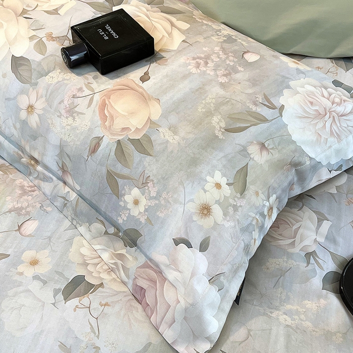 91家纺网 家纺一手货源 找家纺 梧桐树 2026新款全棉纯棉长绒棉数码印花系列四件套 S38醉月兰