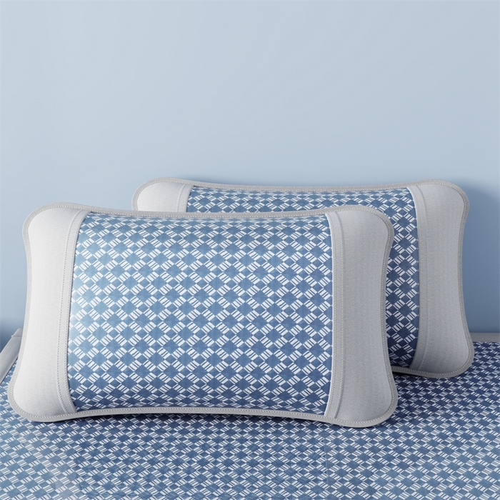 91家纺网 家纺一手货源 找家纺 梦卡迪 2026新款罗兰格凉感冰丝席 罗兰格蓝-床席款