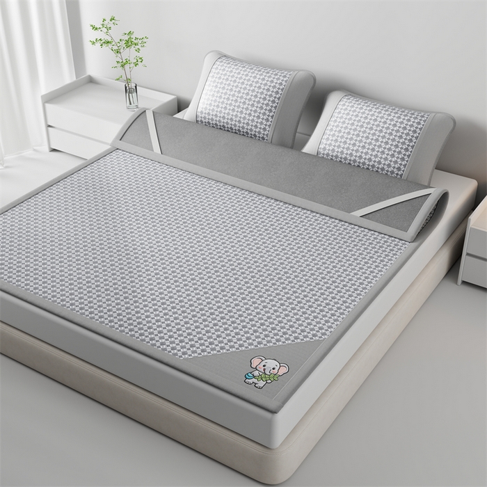 91家纺网 家纺一手货源 找家纺 梦卡迪 2026新款罗兰格凉感冰丝席 罗兰格灰-床席款