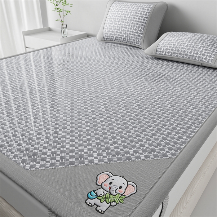 91家纺网 家纺一手货源 找家纺 梦卡迪 2026新款罗兰格凉感冰丝席 罗兰格灰-床席款