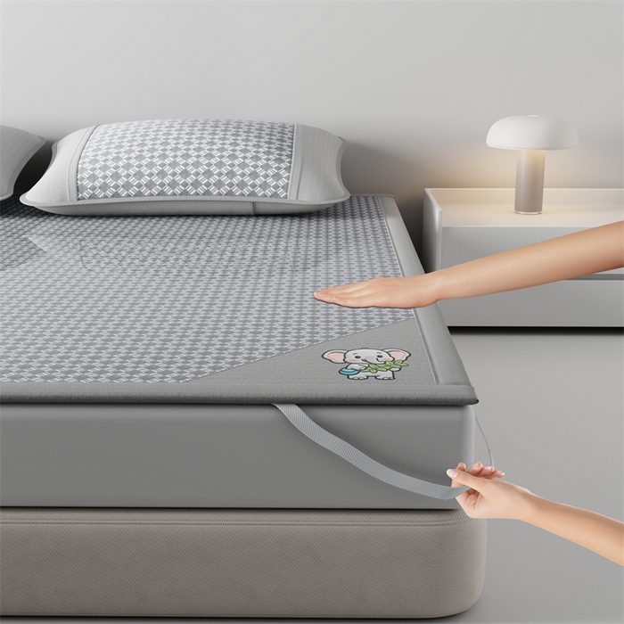 91家纺网 家纺一手货源 找家纺 梦卡迪 2026新款罗兰格凉感冰丝席 罗兰格灰-床席款