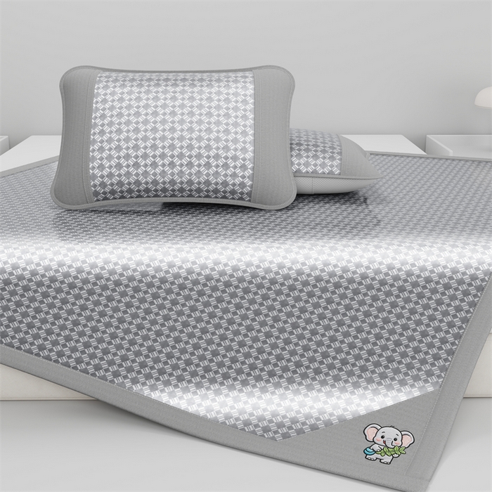 91家纺网 家纺一手货源 找家纺 梦卡迪 2026新款罗兰格凉感冰丝席 罗兰格灰-床席款