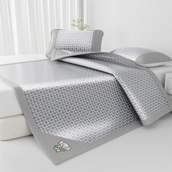 91家纺网 家纺一手货源 找家纺 梦卡迪 2026新款罗兰格凉感冰丝席 罗兰格灰-床席款