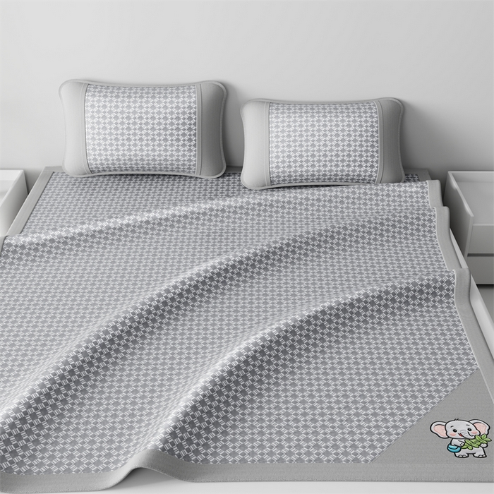 91家纺网 家纺一手货源 找家纺 梦卡迪 2026新款罗兰格凉感冰丝席 罗兰格灰-床席款