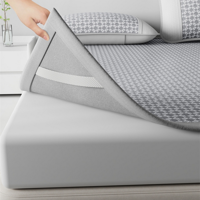 91家纺网 家纺一手货源 找家纺 梦卡迪 2026新款罗兰格凉感冰丝席 罗兰格灰-床席款