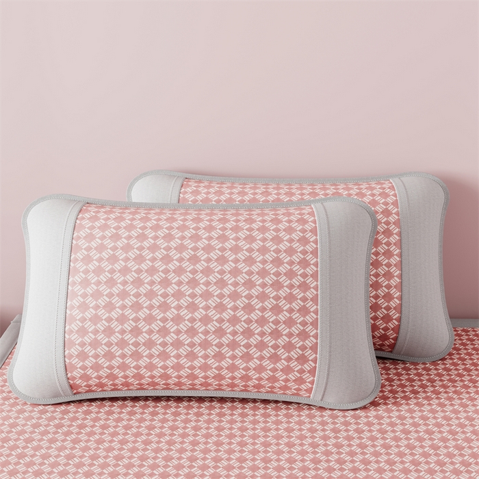 91家纺网 家纺一手货源 找家纺 梦卡迪 2026新款罗兰格凉感冰丝席 罗兰格粉-床席款