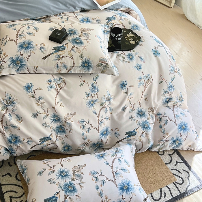 91家纺网 家纺一手货源 找家纺 梧桐树 2026新款全棉纯棉长绒棉数码印花系列四件套 S39仲夏之梦