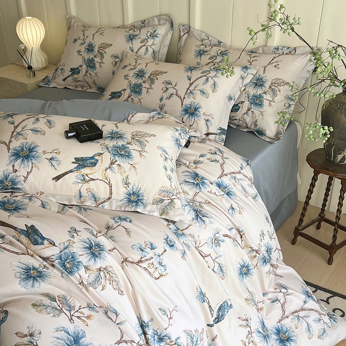 91家纺网 家纺一手货源 找家纺 梧桐树 2026新款全棉纯棉长绒棉数码印花系列四件套 S39仲夏之梦