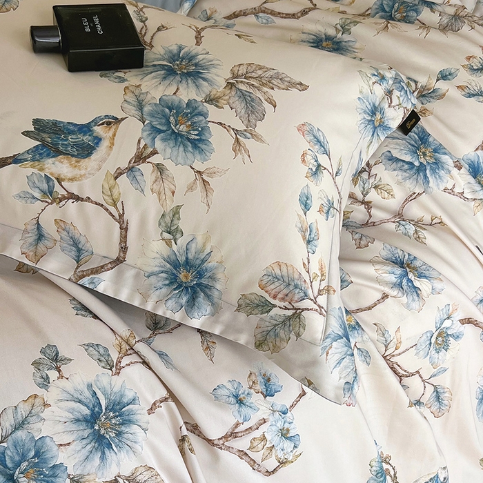 91家纺网 家纺一手货源 找家纺 梧桐树 2026新款全棉纯棉长绒棉数码印花系列四件套 S39仲夏之梦
