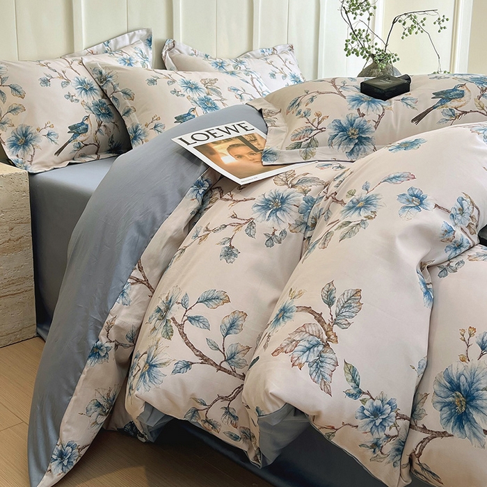 91家纺网 家纺一手货源 找家纺 梧桐树 2026新款全棉纯棉长绒棉数码印花系列四件套 S39仲夏之梦