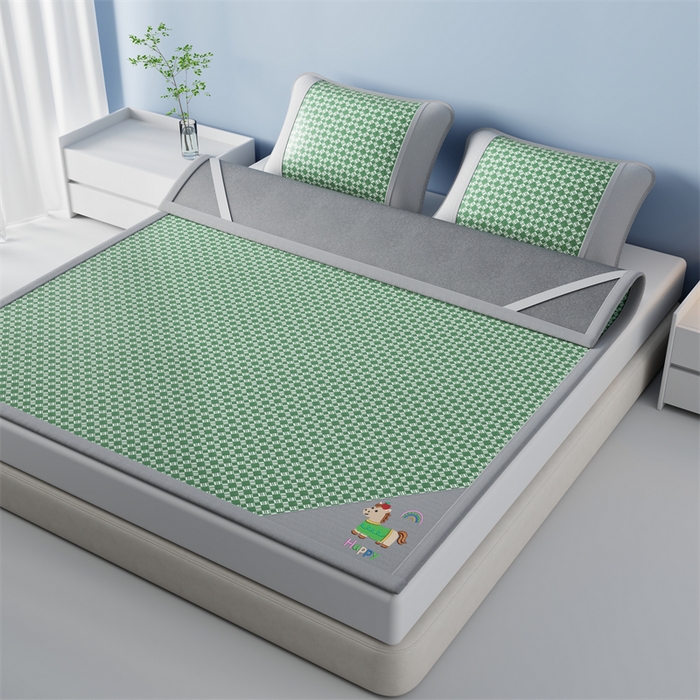 91家纺网 家纺一手货源 找家纺 梦卡迪 2026新款罗兰格凉感冰丝席 罗兰格绿-床席款