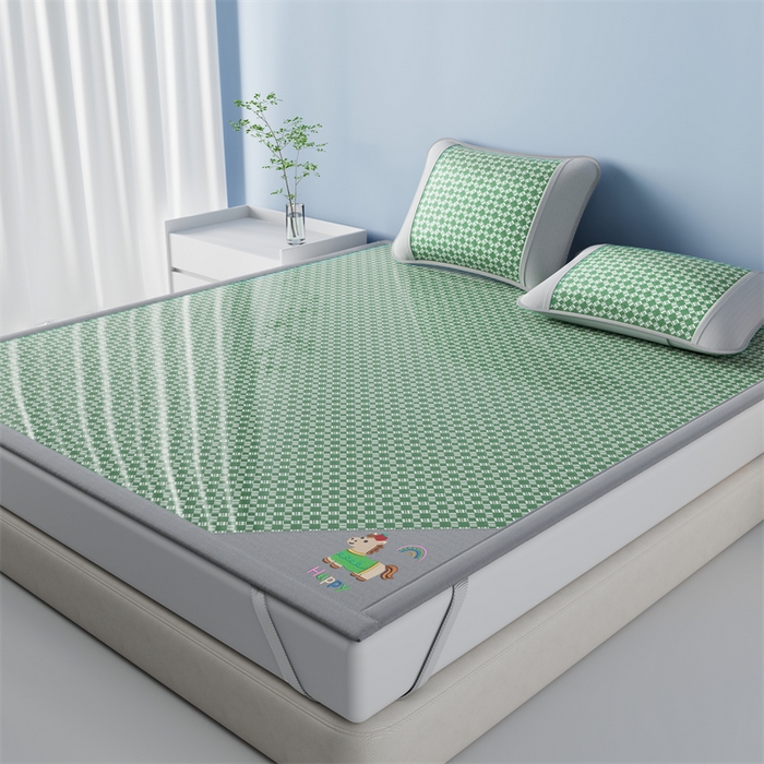 91家纺网 家纺一手货源 找家纺 梦卡迪 2026新款罗兰格凉感冰丝席 罗兰格绿-床席款