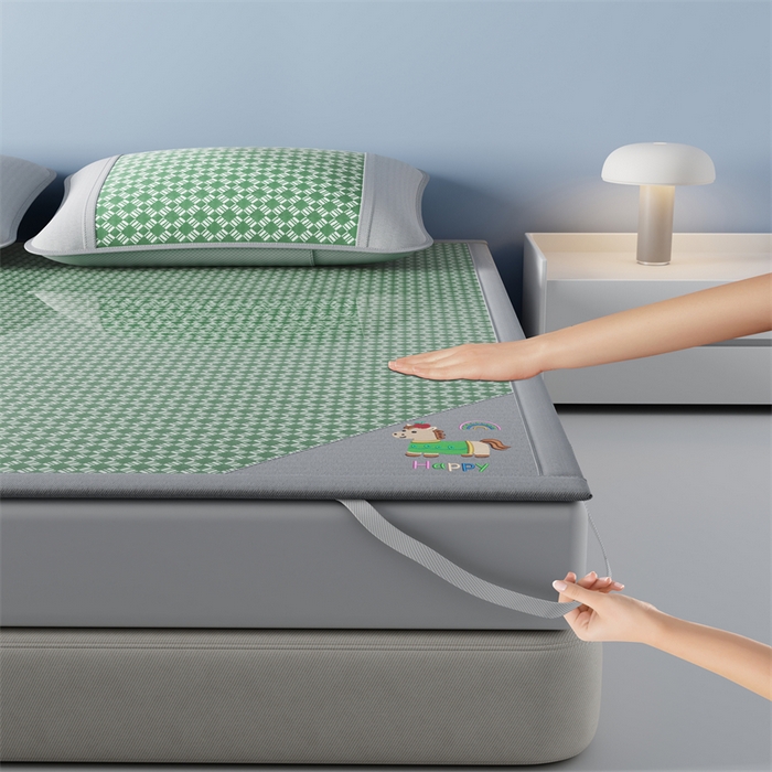 91家纺网 家纺一手货源 找家纺 梦卡迪 2026新款罗兰格凉感冰丝席 罗兰格绿-床席款