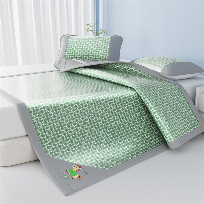 91家纺网 家纺一手货源 找家纺 梦卡迪 2026新款罗兰格凉感冰丝席 罗兰格绿-床席款