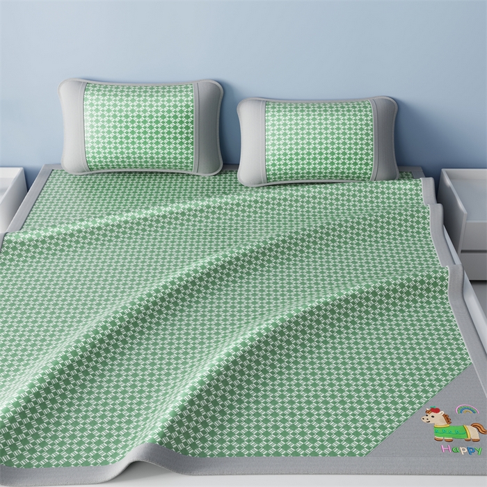 91家纺网 家纺一手货源 找家纺 梦卡迪 2026新款罗兰格凉感冰丝席 罗兰格绿-床席款