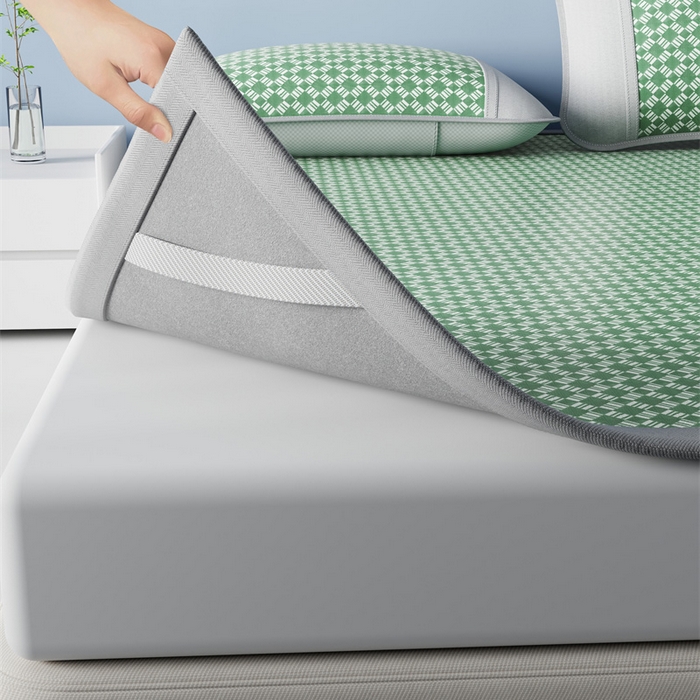 91家纺网 家纺一手货源 找家纺 梦卡迪 2026新款罗兰格凉感冰丝席 罗兰格绿-床席款