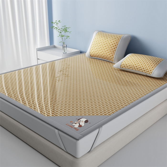 91家纺网 家纺一手货源 找家纺 梦卡迪 2026新款罗兰格凉感冰丝席 罗兰格黄-床席款