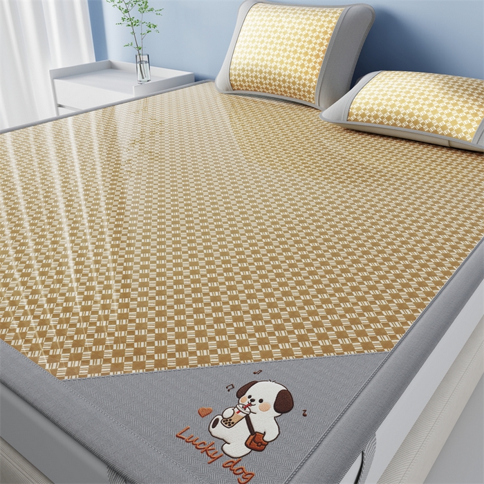 91家纺网 家纺一手货源 找家纺 梦卡迪 2026新款罗兰格凉感冰丝席 罗兰格黄-床席款