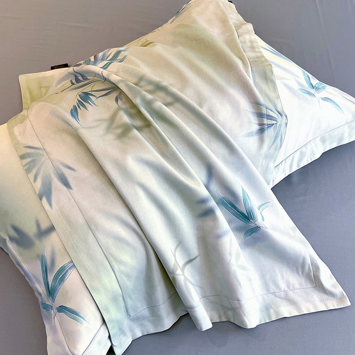 91家纺网 家纺一手货源 找家纺 梧桐树 2026新款全棉纯棉长绒棉数码印花系列四件套 S40竹影诗叶