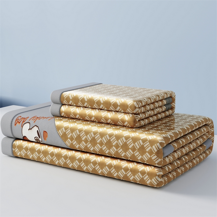 91家纺网 家纺一手货源 找家纺 梦卡迪 2026新款罗兰格凉感冰丝席 罗兰格黄-床席款