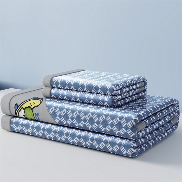 91家纺网 家纺一手货源 找家纺 梦卡迪 2026新款罗兰格凉感冰丝席 罗兰格蓝-床笠款