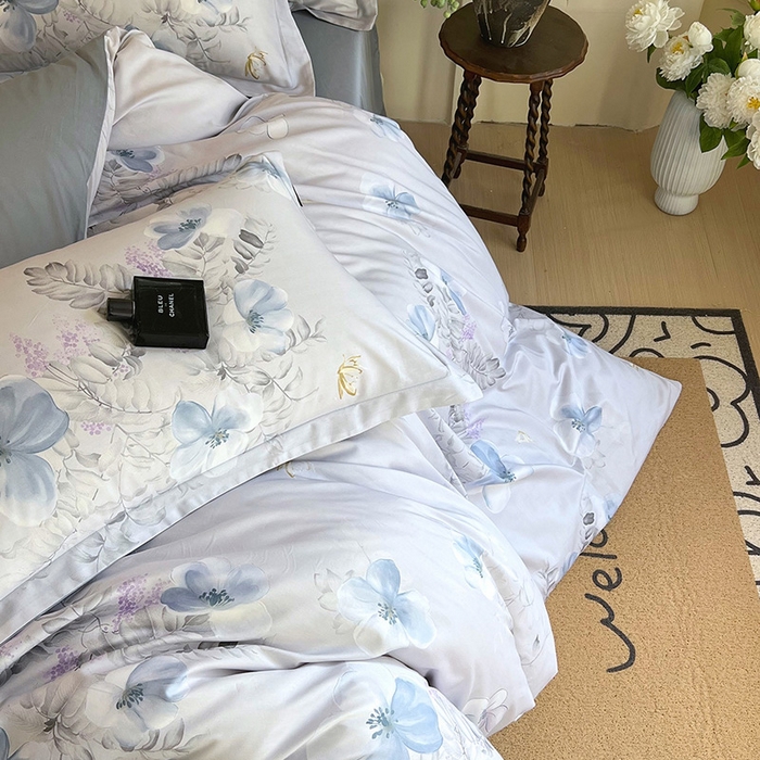 91家纺网 家纺一手货源 找家纺 梧桐树 2026新款全棉纯棉长绒棉数码印花系列四件套 S41溪悦