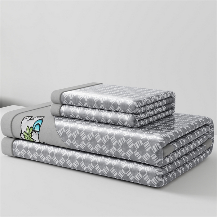 91家纺网 家纺一手货源 找家纺 梦卡迪 2026新款罗兰格凉感冰丝席 罗兰格灰-床笠款