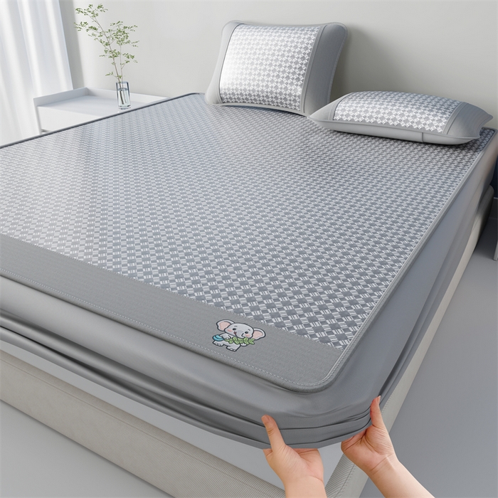 91家纺网 家纺一手货源 找家纺 梦卡迪 2026新款罗兰格凉感冰丝席 罗兰格灰-床笠款