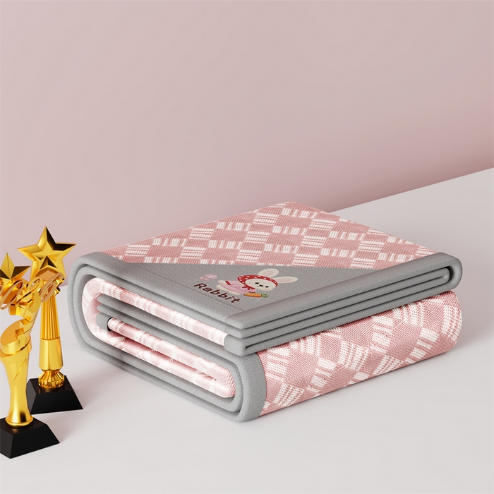 91家纺网 家纺一手货源 找家纺 梦卡迪 2026新款罗兰格凉感冰丝席 罗兰格粉-床笠款