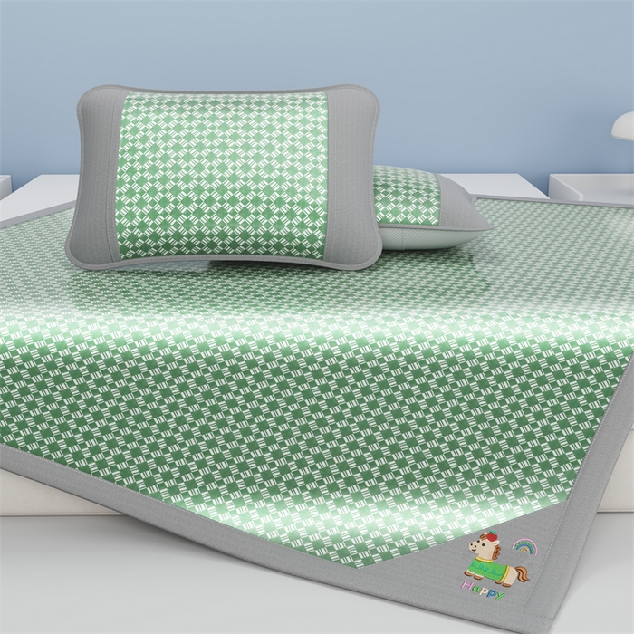 91家纺网 家纺一手货源 找家纺 梦卡迪 2026新款罗兰格凉感冰丝席 罗兰格绿-床笠款