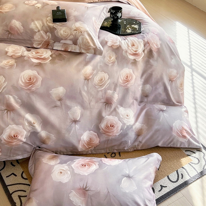 91家纺网 家纺一手货源 找家纺 梧桐树 2026新款全棉纯棉长绒棉数码印花系列四件套 S42韵彩咖