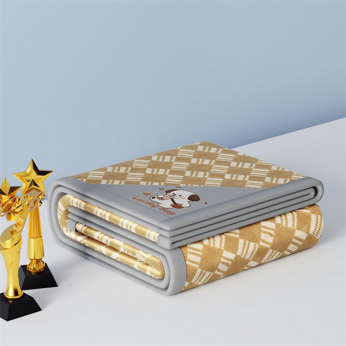 91家纺网 家纺一手货源 找家纺 梦卡迪 2026新款罗兰格凉感冰丝席 罗兰格黄-床笠款