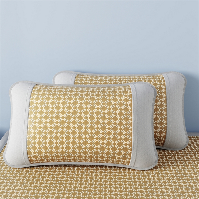 91家纺网 家纺一手货源 找家纺 梦卡迪 2026新款罗兰格凉感冰丝席 罗兰格黄-床笠款