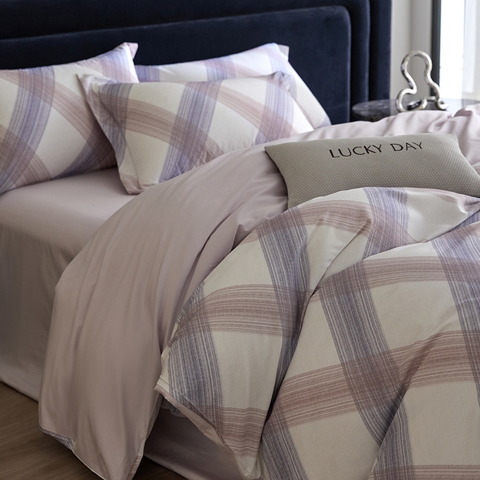 梧桐树 2026新款全棉纯棉长绒棉数码印花系列四件套 S44炫紫灰