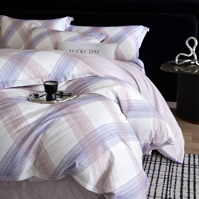 91家纺网 家纺一手货源 找家纺 梧桐树 2026新款全棉纯棉长绒棉数码印花系列四件套 S44炫紫灰