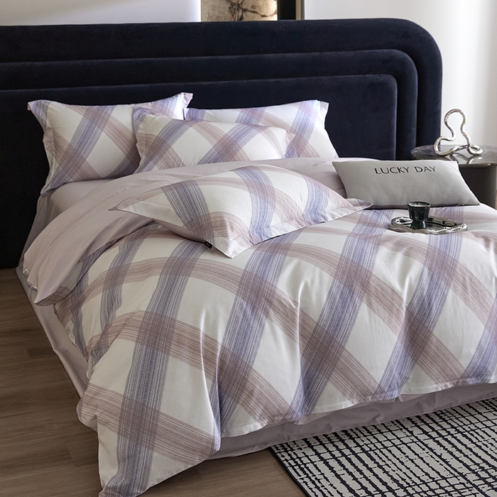 91家纺网 家纺一手货源 找家纺 梧桐树 2026新款全棉纯棉长绒棉数码印花系列四件套 S44炫紫灰