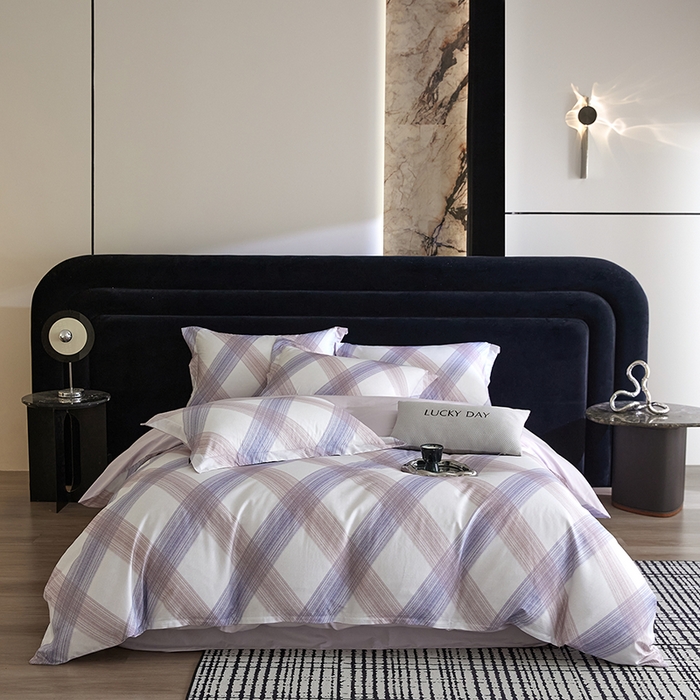 91家纺网 家纺一手货源 找家纺 梧桐树 2026新款全棉纯棉长绒棉数码印花系列四件套 S44炫紫灰