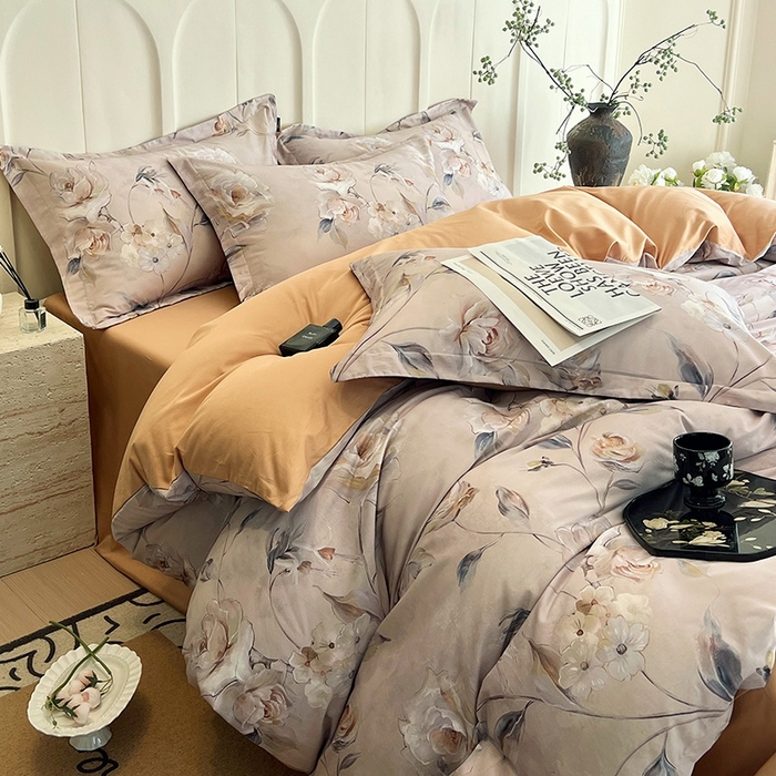 91家纺网 家纺一手货源 找家纺 梧桐树 2026新款全棉纯棉长绒棉数码印花系列四件套 S45香茗