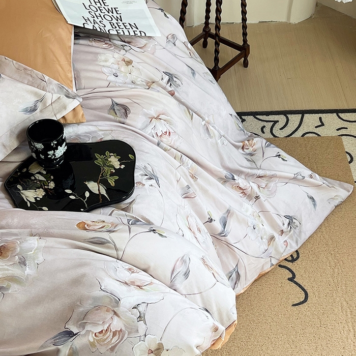 91家纺网 家纺一手货源 找家纺 梧桐树 2026新款全棉纯棉长绒棉数码印花系列四件套 S45香茗