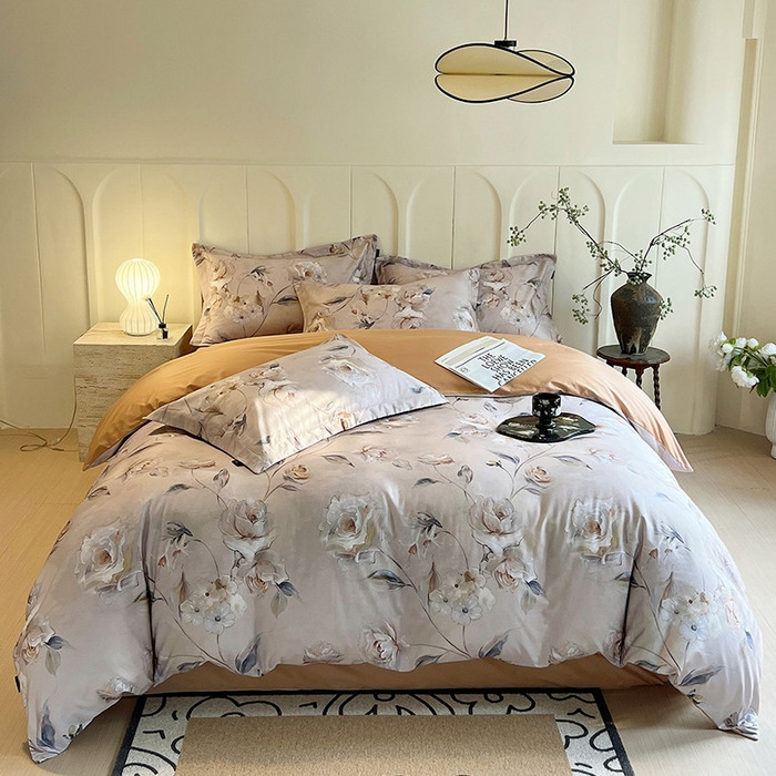 91家纺网 家纺一手货源 找家纺 梧桐树 2026新款全棉纯棉长绒棉数码印花系列四件套 S45香茗