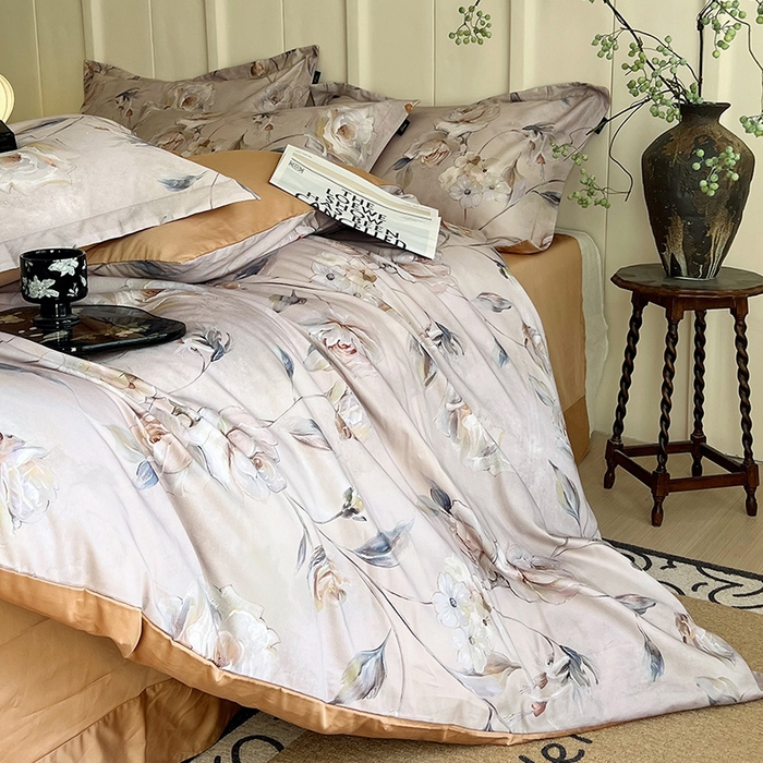 91家纺网 家纺一手货源 找家纺 梧桐树 2026新款全棉纯棉长绒棉数码印花系列四件套 S45香茗