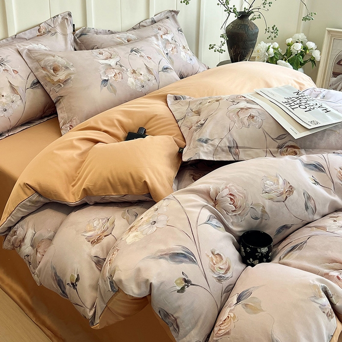 91家纺网 家纺一手货源 找家纺 梧桐树 2026新款全棉纯棉长绒棉数码印花系列四件套 S45香茗