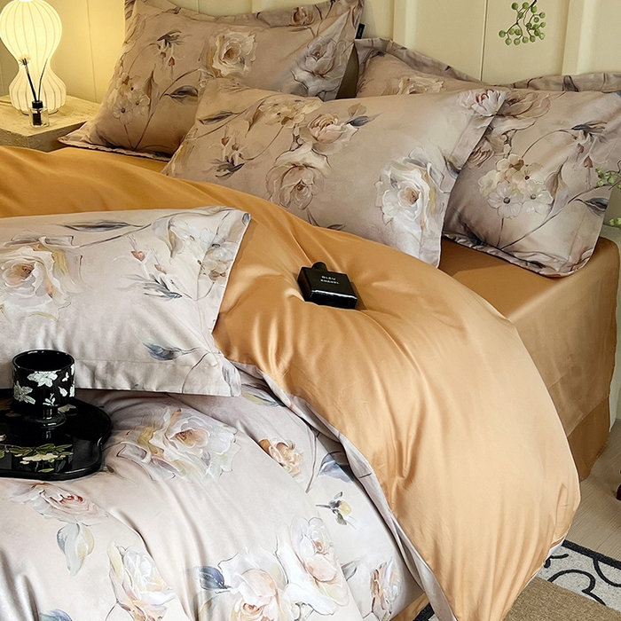 91家纺网 家纺一手货源 找家纺 梧桐树 2026新款全棉纯棉长绒棉数码印花系列四件套 S45香茗