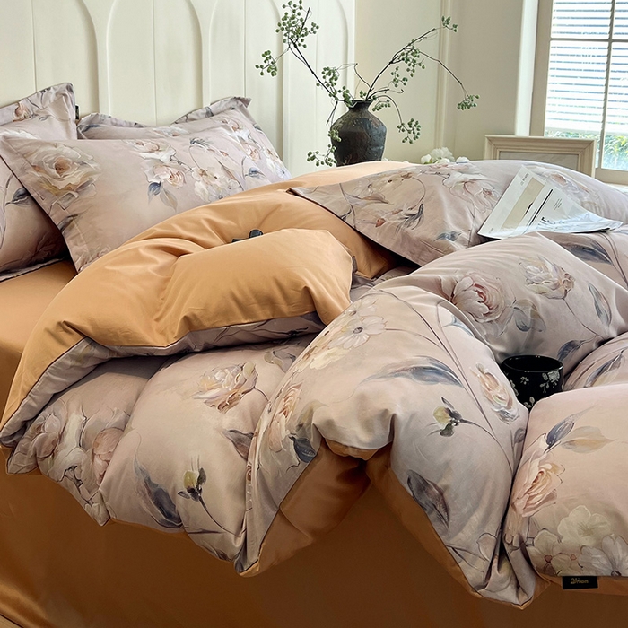 91家纺网 家纺一手货源 找家纺 梧桐树 2026新款全棉纯棉长绒棉数码印花系列四件套 S45香茗