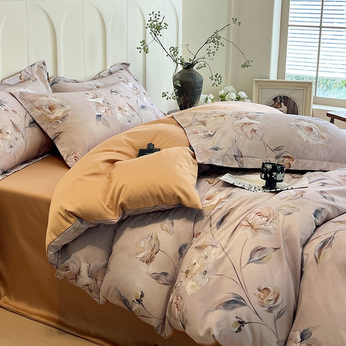 91家纺网 家纺一手货源 找家纺 梧桐树 2026新款全棉纯棉长绒棉数码印花系列四件套 S45香茗